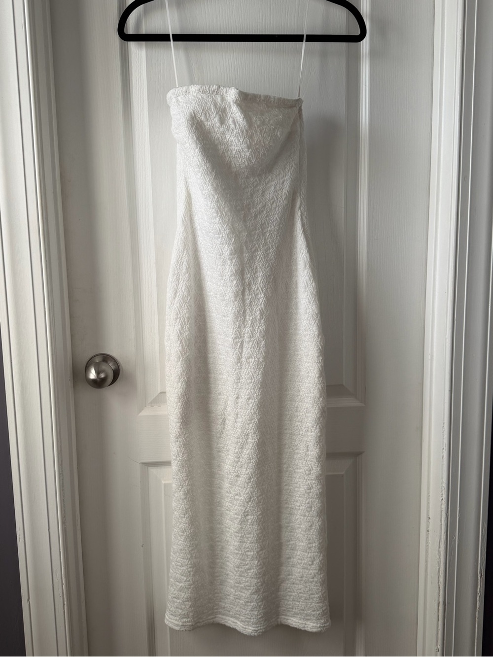 Strapless White Midi Dress